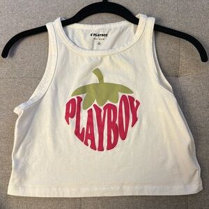 White Playboy Cropped Tank Top!